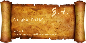 Zatyko Anikó névjegykártya